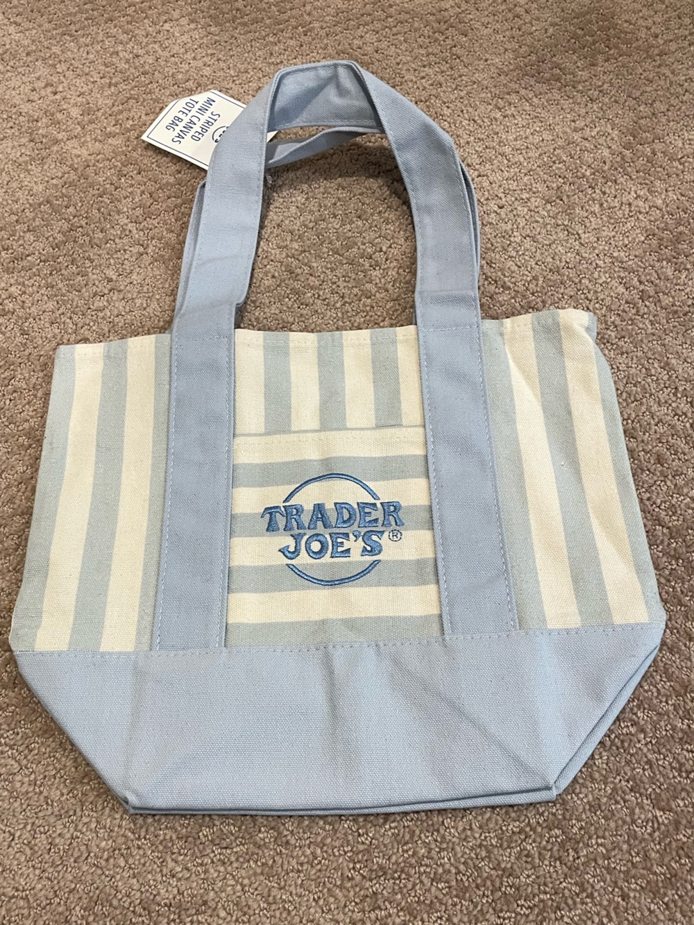 Trader Joe’s Light Blue & Cream Striped Tote Bag